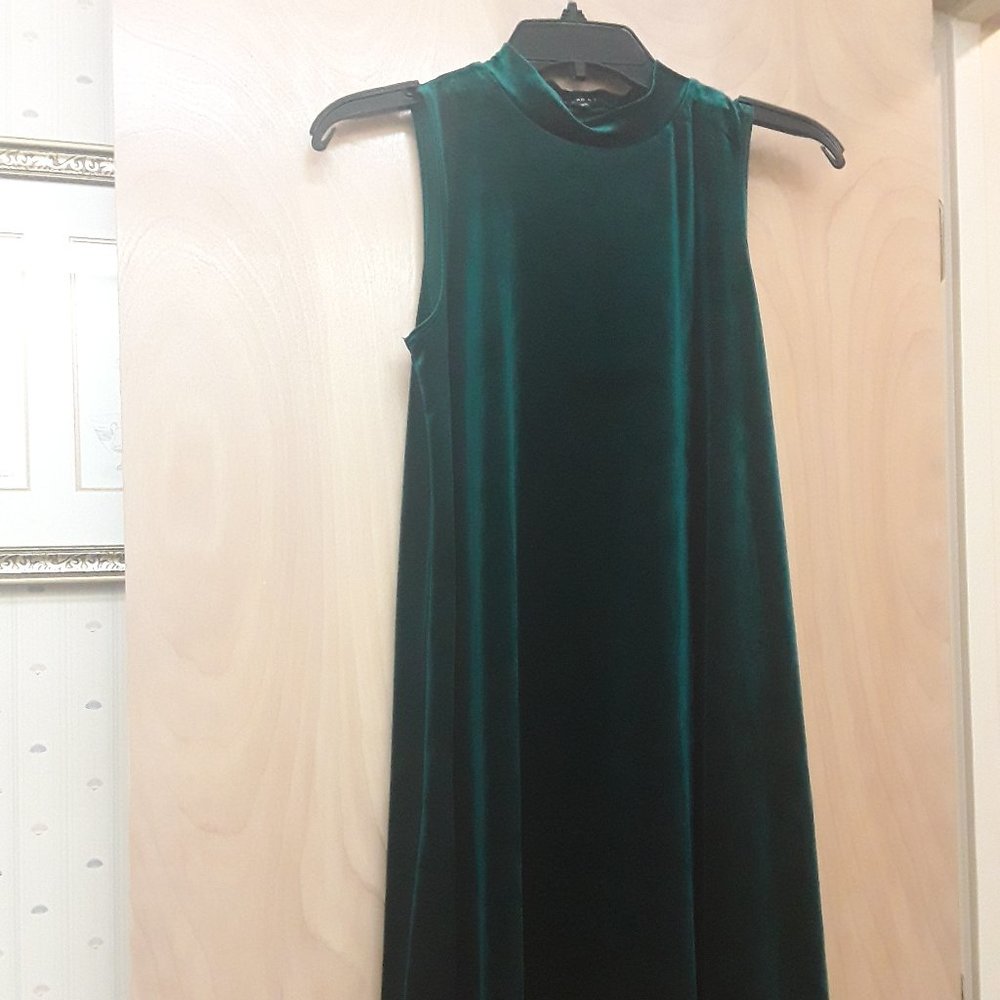 Nick and Nash green velvet cowl turtleneck dress S